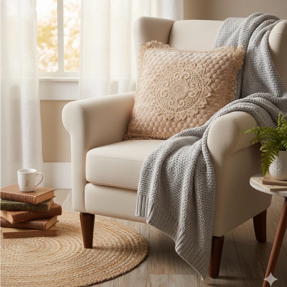 Elegant Tan Lace Accent Pillow Case Sham